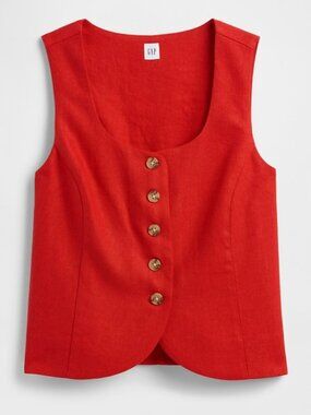 Gap Linen-Blend Scoopneck Vest | Red | NWT | XXL